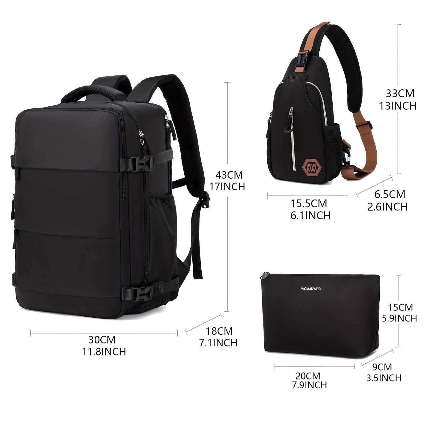 Large Capacity Travel Backpack with Shoe Compartment