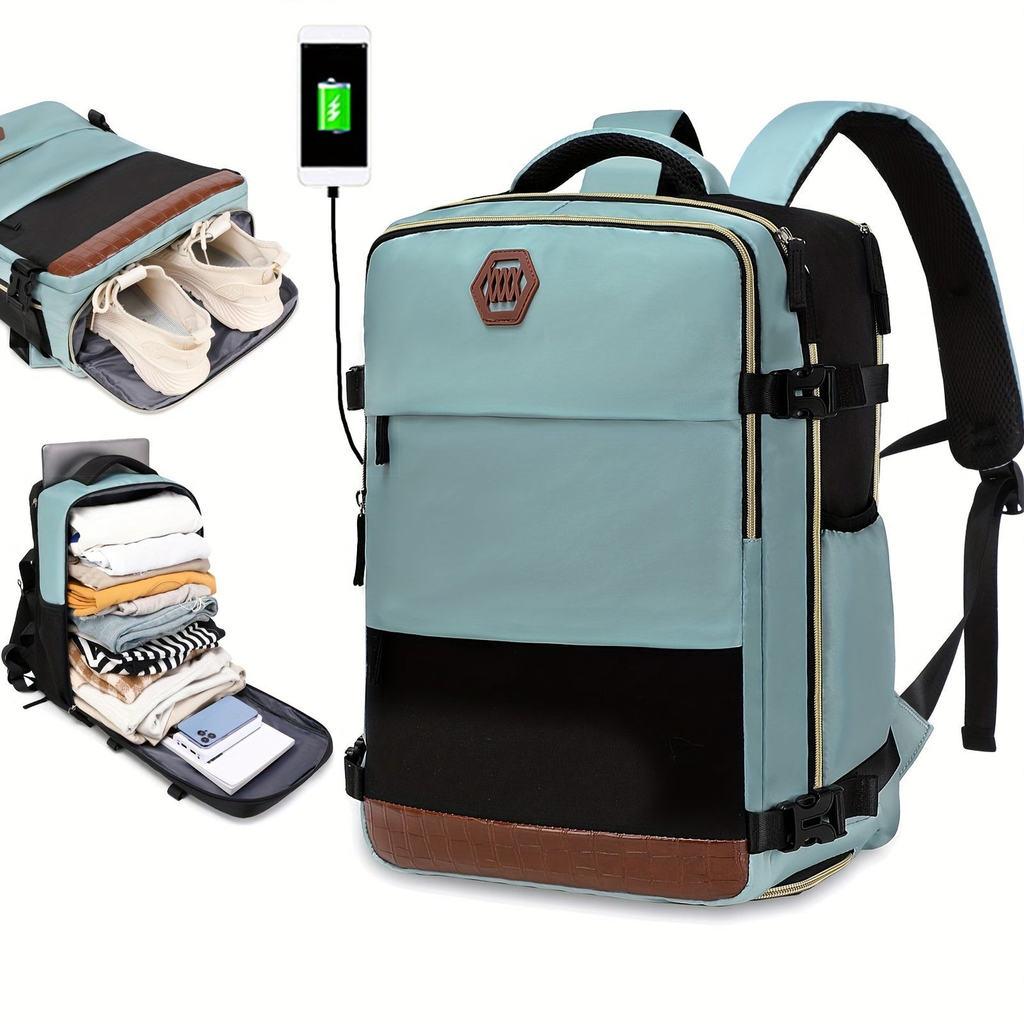 Large Capacity Travel Backpack with Shoe Compartment