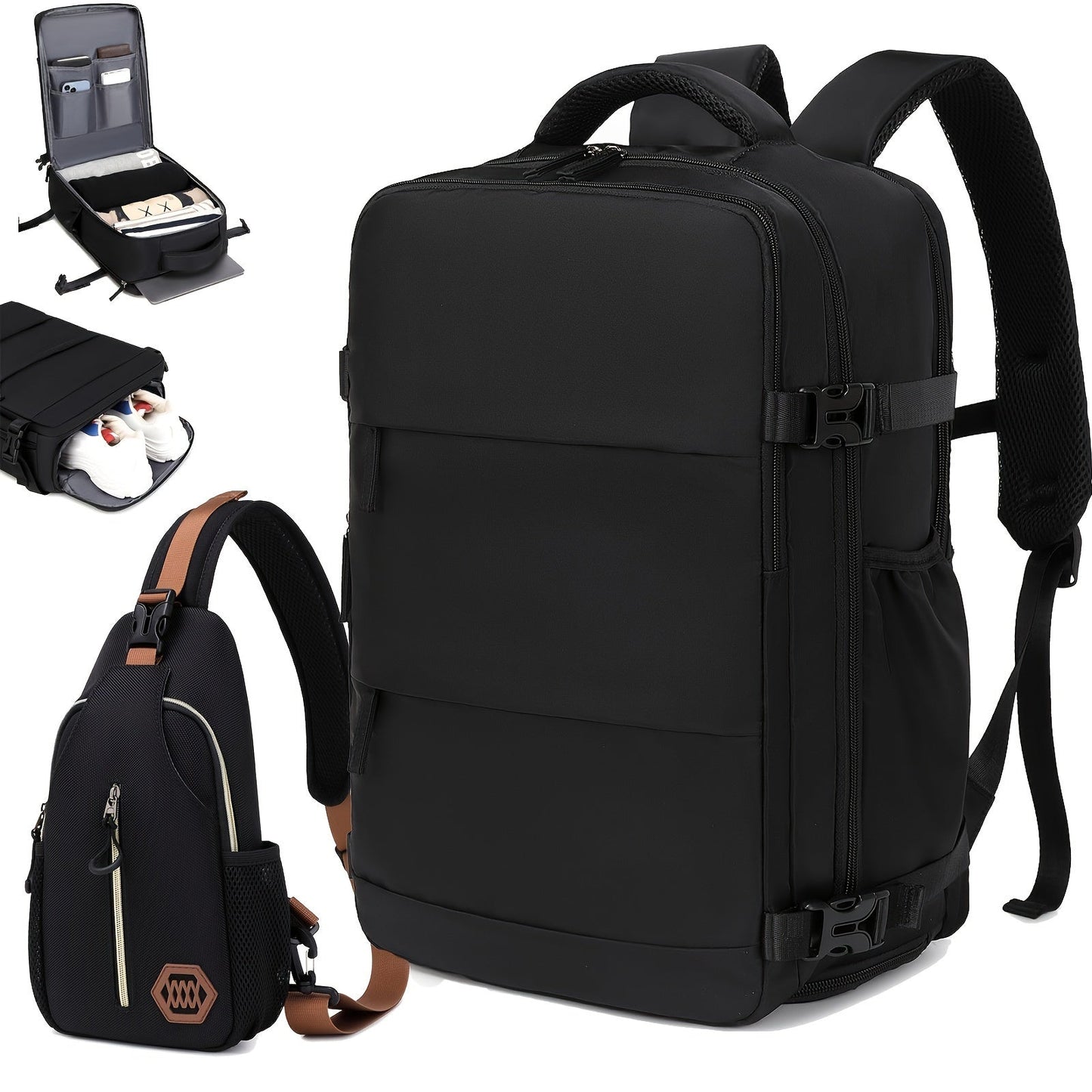 Large Capacity Travel Backpack with Shoe Compartment